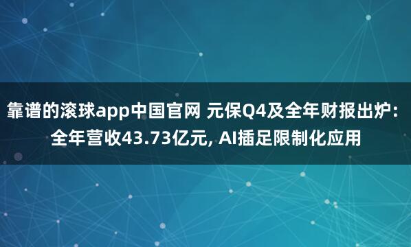 靠谱的滚球app中国官网 元保Q4及全年财报出炉: 全年营收43.73亿元， AI插足限制化应用