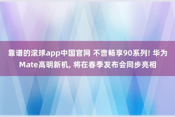 靠谱的滚球app中国官网 不啻畅享90系列! 华为Mate高明新机， 将在春季发布会同步亮相