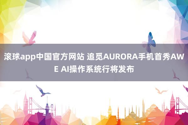 滚球app中国官方网站 追觅AURORA手机首秀AWE AI操作系统行将发布
