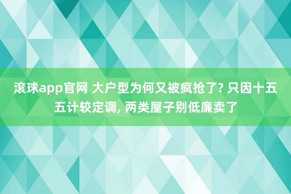 滚球app官网 大户型为何又被疯抢了? 只因十五五计较定调， 两类屋子别低廉卖了