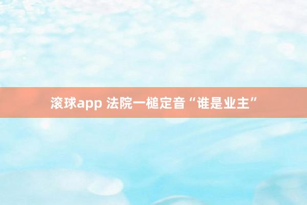 滚球app 法院一槌定音“谁是业主”