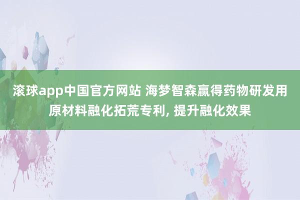 滚球app中国官方网站 海梦智森赢得药物研发用原材料融化拓荒专利， 提升融化效果