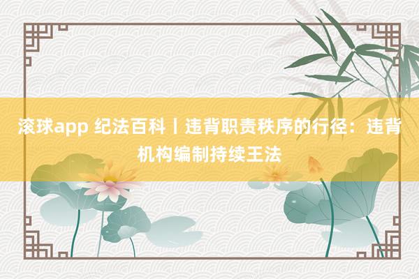 滚球app 纪法百科丨违背职责秩序的行径：违背机构编制持续王法