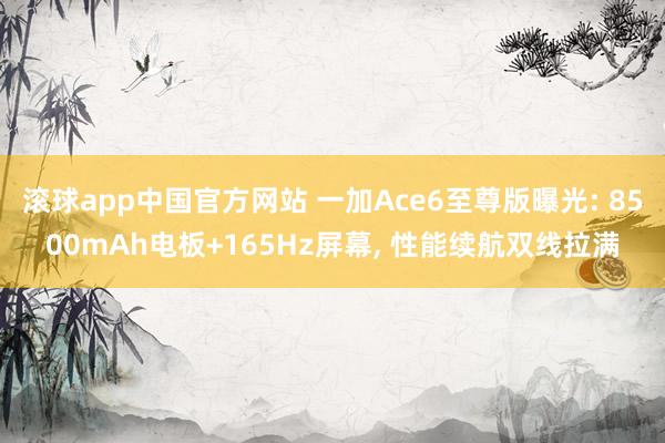滚球app中国官方网站 一加Ace6至尊版曝光: 8500mAh电板+165Hz屏幕， 性能续航双线拉满