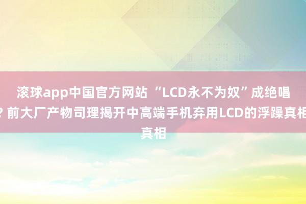 滚球app中国官方网站 “LCD永不为奴”成绝唱? 前大厂产物司理揭开中高端手机弃用LCD的浮躁真相