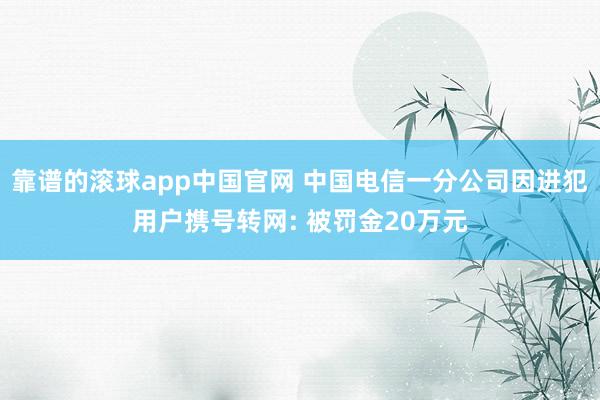 靠谱的滚球app中国官网 中国电信一分公司因进犯用户携号转网: 被罚金20万元