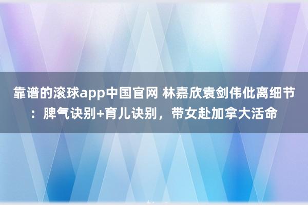 靠谱的滚球app中国官网 林嘉欣袁剑伟仳离细节：脾气诀别+育儿诀别，带女赴加拿大活命