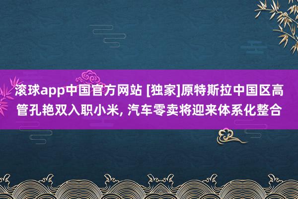 滚球app中国官方网站 [独家]原特斯拉中国区高管孔艳双入职小米， 汽车零卖将迎来体系化整合