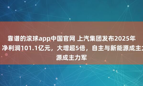靠谱的滚球app中国官网 上汽集团发布2025年报：净利润101.1亿元，大增超5倍，自主与新能源成主力军
