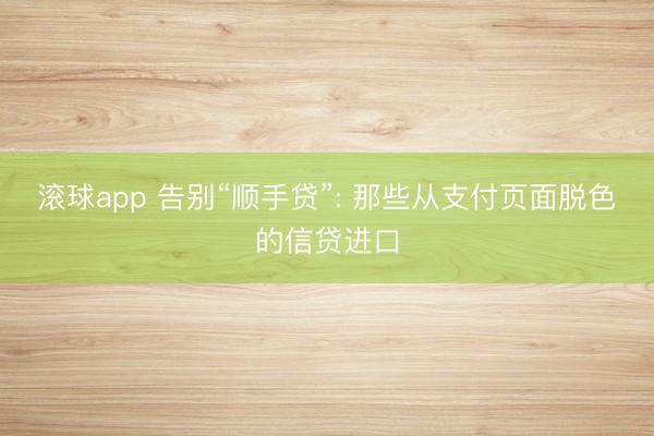滚球app 告别“顺手贷”: 那些从支付页面脱色的信贷进口
