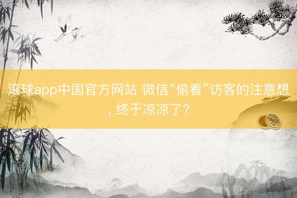 滚球app中国官方网站 微信“偷看”访客的注意想， 终于凉凉了?