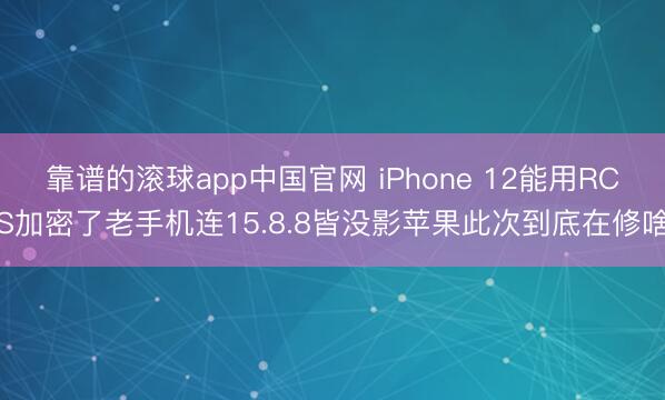 靠谱的滚球app中国官网 iPhone 12能用RCS加密了老手机连15.8.8皆没影苹果此次到底在修啥