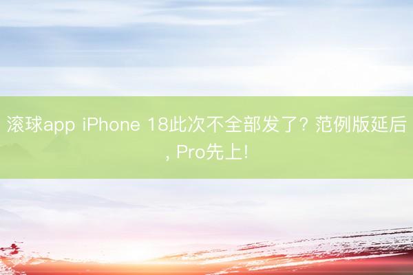 滚球app iPhone 18此次不全部发了? 范例版延后， Pro先上!