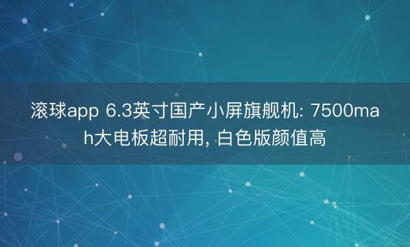 滚球app 6.3英寸国产小屏旗舰机: 7500mah大电板超耐用， 白色版颜值高