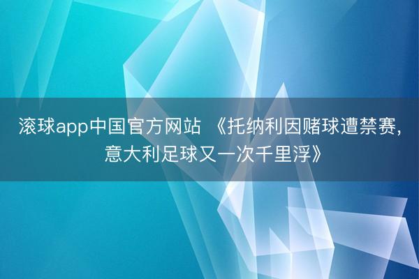 滚球app中国官方网站 《托纳利因赌球遭禁赛， 意大利足球又一次千里浮》