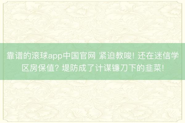 靠谱的滚球app中国官网 紧迫教唆! 还在迷信学区房保值? 堤防成了计谋镰刀下的韭菜!