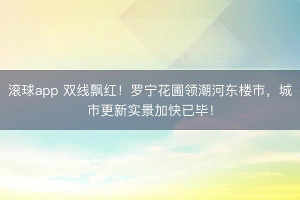 滚球app 双线飘红！罗宁花圃领潮河东楼市，城市更新实景加快已毕！