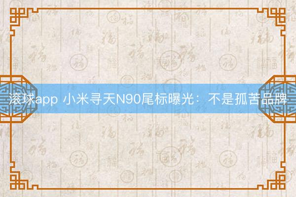 滚球app 小米寻天N90尾标曝光：不是孤苦品牌