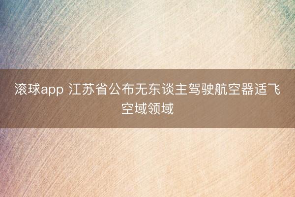 滚球app 江苏省公布无东谈主驾驶航空器适飞空域领域