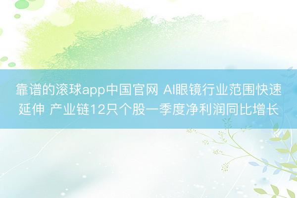 靠谱的滚球app中国官网 AI眼镜行业范围快速延伸 产业链12只个股一季度净利润同比增长