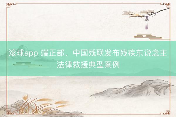 滚球app 端正部、中国残联发布残疾东说念主法律救援典型案例