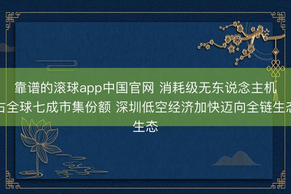 靠谱的滚球app中国官网 消耗级无东说念主机占全球七成市集份额 深圳低空经济加快迈向全链生态