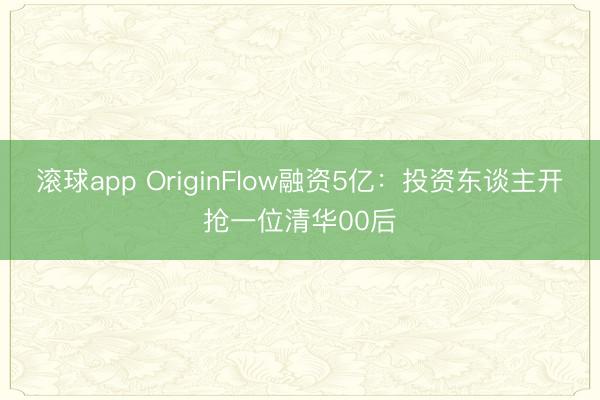 滚球app OriginFlow融资5亿：投资东谈主开抢一位清华00后